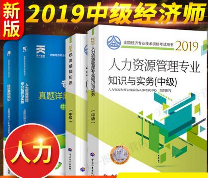 2019年人力资源(中级)经济师教材+经济基础教材+经济基础真题详解与上机题库+人力资源真题详解与上机题库（全套4本）